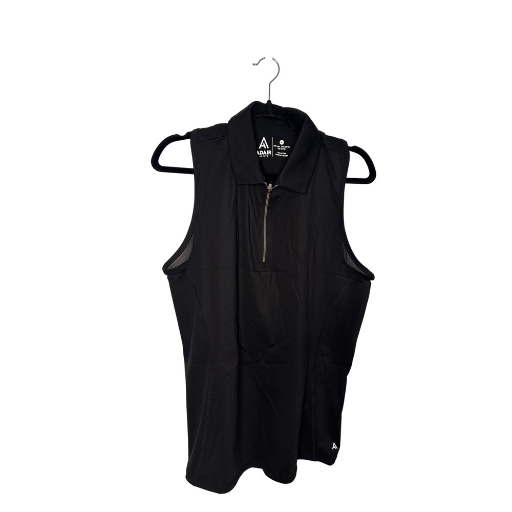 Adair Active Sleeveless Racerback Zip Polo‎ Shirt Womens XL Black